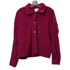 Thread + Supply Women Size Small Snap Down Sweater Jacket Berry Stretch
